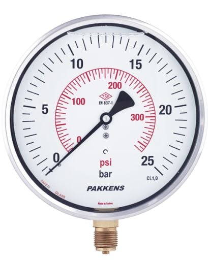 Ø160mm Alttan Bağlantılı Class 1,0 Sıvı Dolgulu Hassas Manometreler